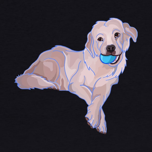 Great Pyrenees Cute Puppy with Chew Toy by Art by Deborah Camp